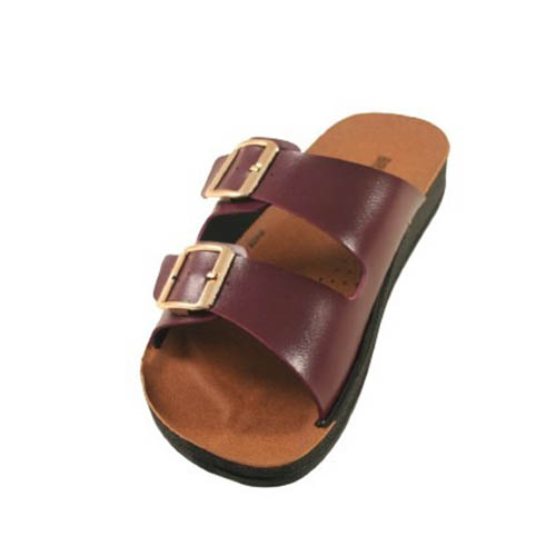 wholesale women's summer slippers with toka in burgundy color